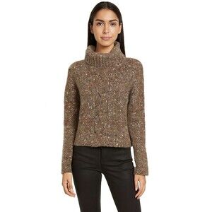 Stella Jean Wool Alpaca Silk Roll Neck Chunky Speckled Knit Sweater Brown 8